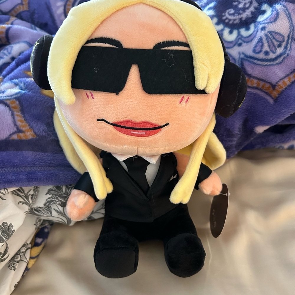 Stylish Black and Blonde Plush Doll